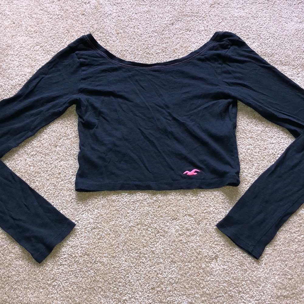 Hollister Navy Long Sleeve Crop Top